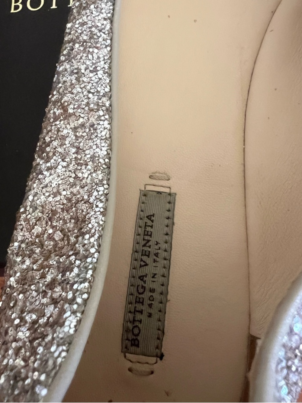 Bottega Veneta Italy Size 38 1/2 38,5 Glitter Ballet Flats Woven back - Picture 3 of 10